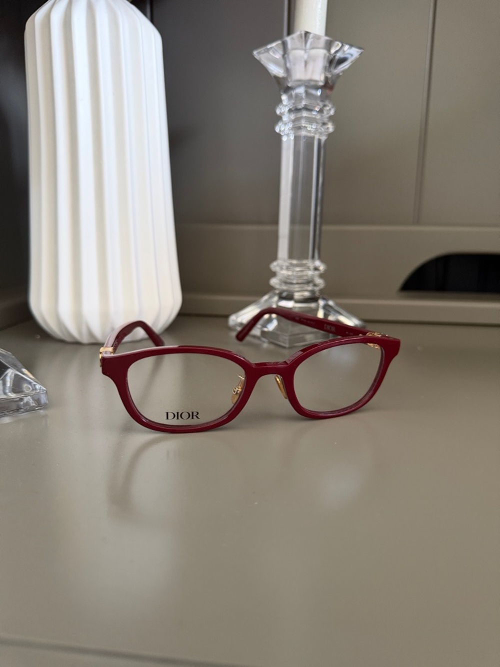 Dior Red Glasses with Gold Accents 30 Montaigne MiniO RJ